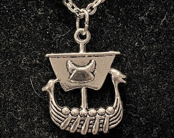 Viking, Ship, Silver, Pendant, Necklace