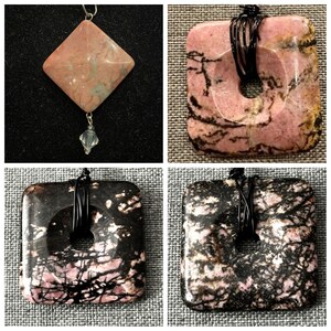 Rodonita, Piedra preciosa, Hecho a mano, Alambre envuelto, Colgante, Collar