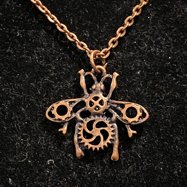 Steampunk, Copper, Bug, Bee, Fly, Pendant, Necklace