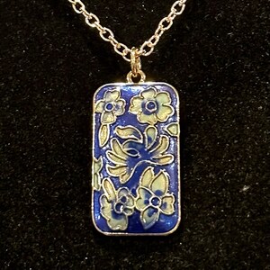 Oro rosa, Floral, Flores, Rectángulo, Colgante, Collar