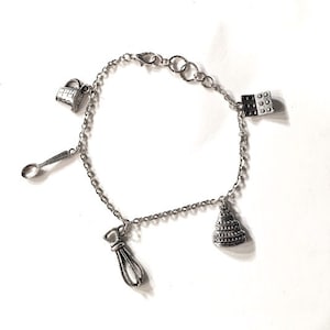 Chef, Baking, Kitchen, Silver, Charm, Bracelets