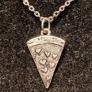 Silver, Pizza, Slice, Pendant, Necklace