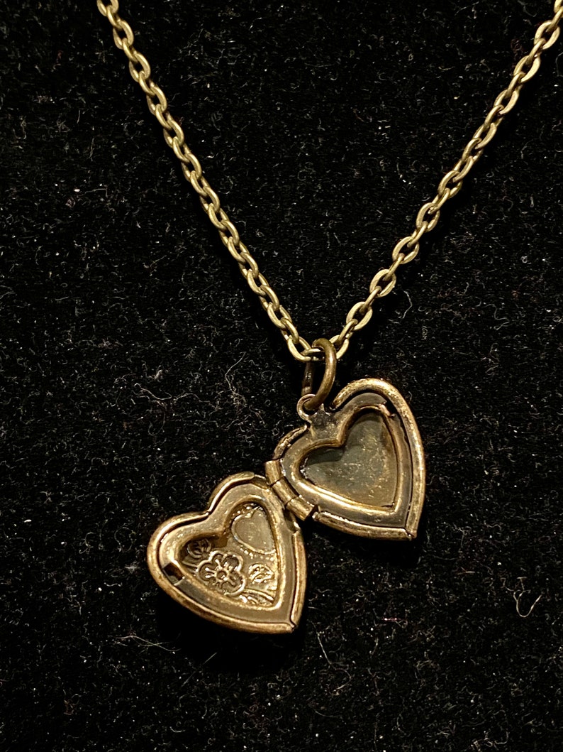 Antique Bronze Heart Locket Flowers Pendant Necklace | Etsy