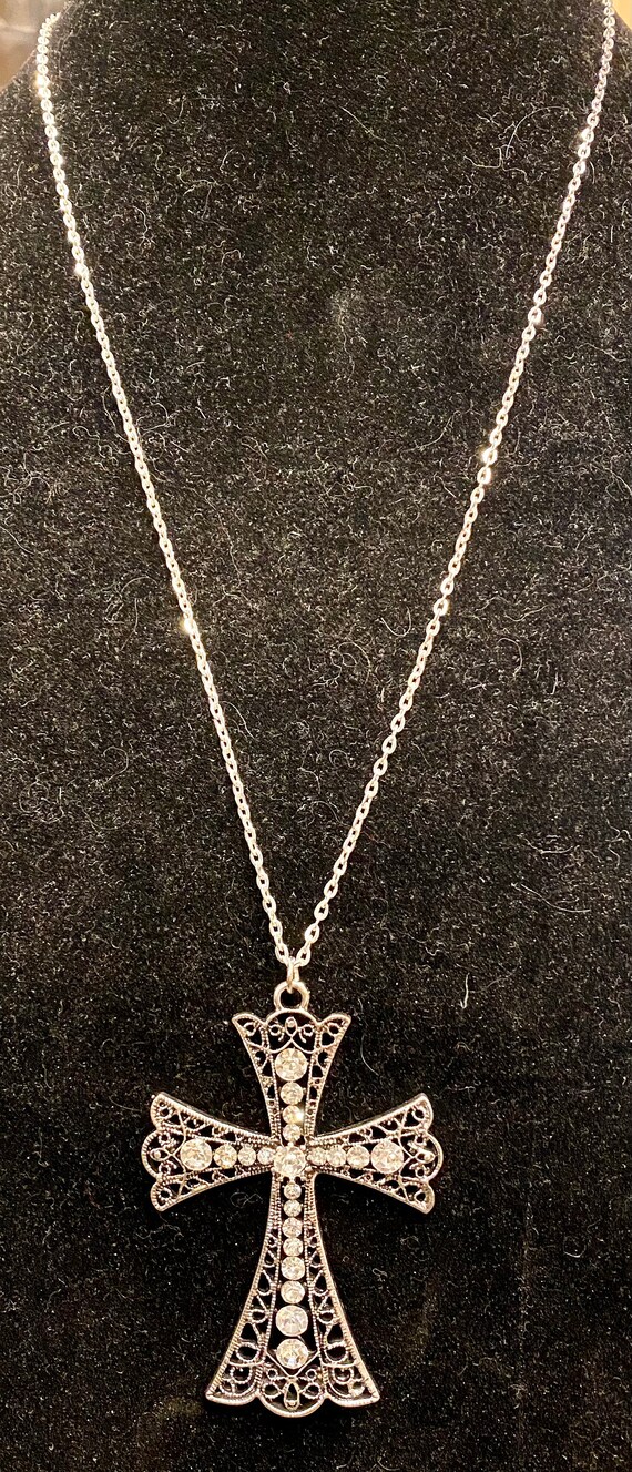 Large, Rhinestone, Cross, Pendant, 24 Inch Necklace, - Etsy