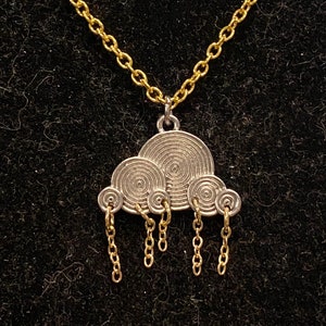 Silver and gold, rain cloud, pendant, necklace