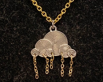 Silver and gold, rain cloud, pendant, necklace