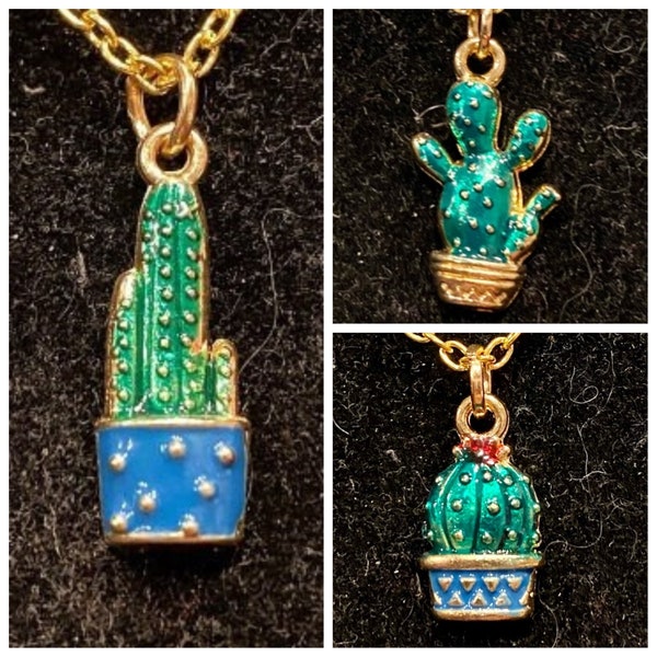 Ladyfinger, Golden Barrel, Organ Pipe, Cactus, Gold, Pendant, Necklace