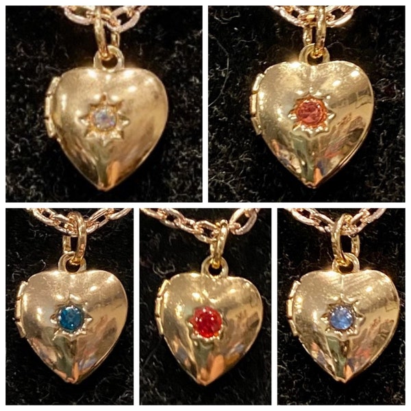 Rose Gold, Tiny, Red, Pink, Blue, Clear, Rhinestone, Heart, Locket