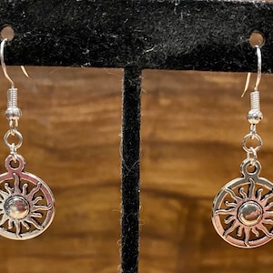 Silver, Sun, Dangle, Earrings
