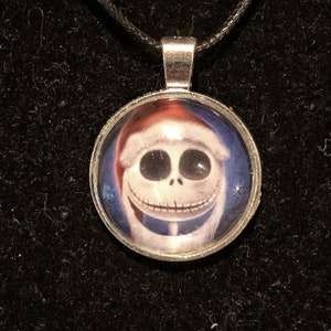 Jack Skellington, Papá Noel, inspirado, círculo, colgante, collar