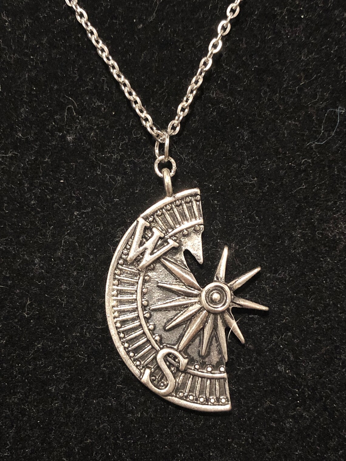 Silver Compass Best Friend Mother Daughter Necklace Set Etsy