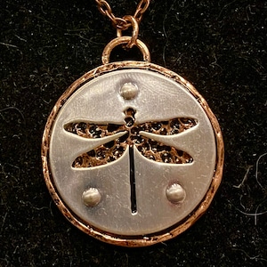 Rame, Argento, Libellula, Pendente, Collana