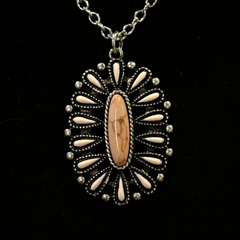 Howlite Squash Blossom necklace main image 1