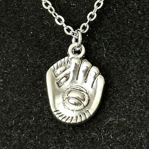 Silver, Baseball, Glove, Mitt, Pendant, Necklace
