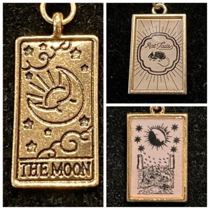 Gold, The Moon, Tarot Card, Pendant, Necklace