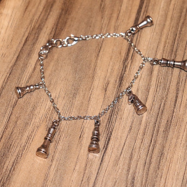 Chess, Pieces, Silver, Charm Bracelet