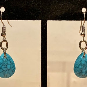 Turquoise, Faux, Teardrop, Dangle,Earrings