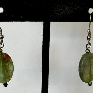 Fluorite, Oval, Gemstone, Silver, Dangle, Earrings