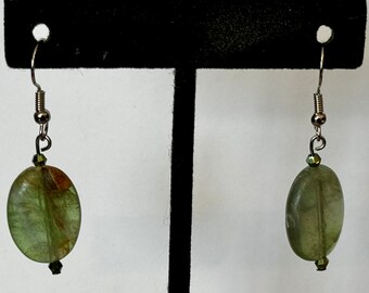 Fluorite, Oval, Gemstone, Silver, Dangle, Earrings