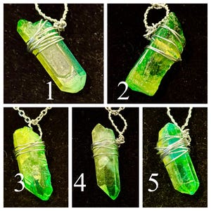 Green Dyed, Quartz Crystal, Necklace (Kryptonite Inspired)