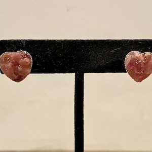 Pink Tourmaline, Silver, Heart, Stud, Post, Earrings