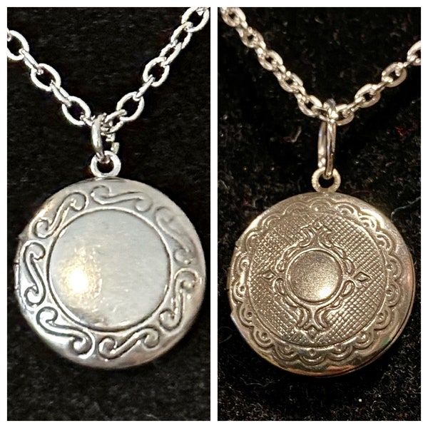 Antique Silver, Circle, Locket, Necklace