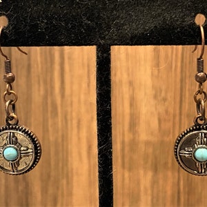 Copper, Round, Turquoise, Silver, Dangle, Earrings