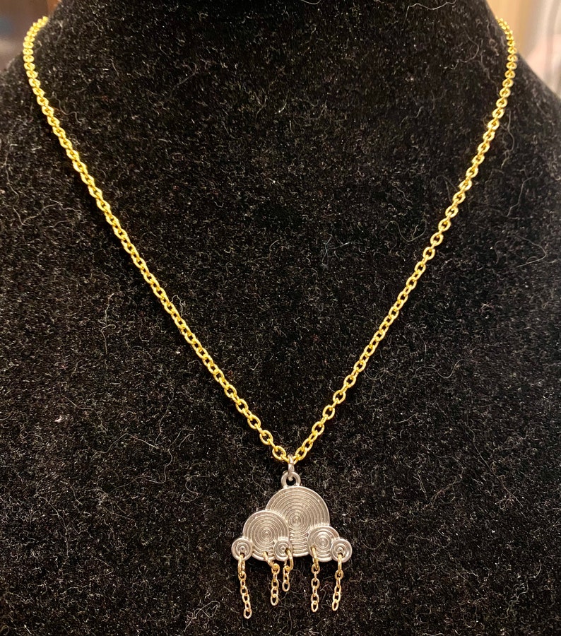 Silver and Gold, Rain Cloud, Pendant, Necklace - Etsy
