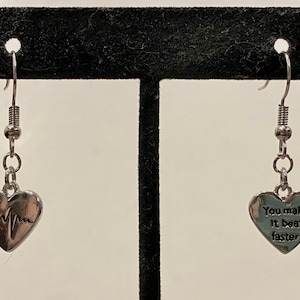 Silver, Heartbeat, You Make It Beat Faster, Dangle, Earrings