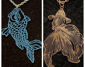 Rose Gold, Fish, Betta Fish, Koi Fish, Pendant, Necklace