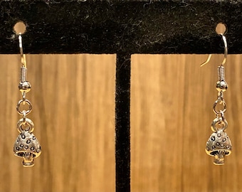 Silver, Mushroom, Small, Dangle, Earrings