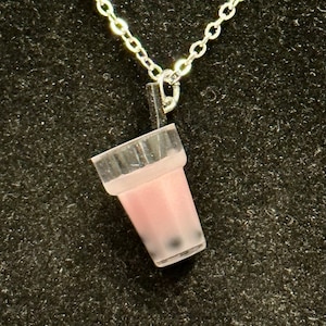 Bubble, Tea, Green, Blue, Brown, Purple, Pink, Yellow, White, Drink, Pendant, Necklace
