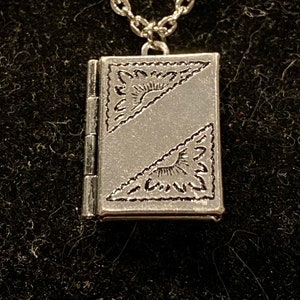 Small, silver, book, locket