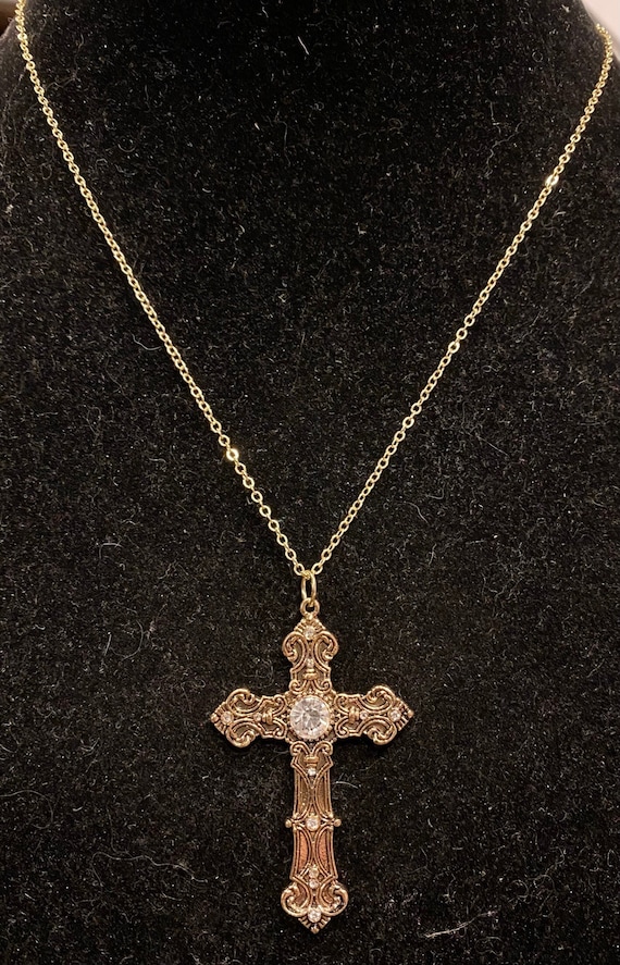 Large Silver Tone Statement Decorative Crystal Rhinestone Cross Pendan –  Rosemarie's Religious Gifts