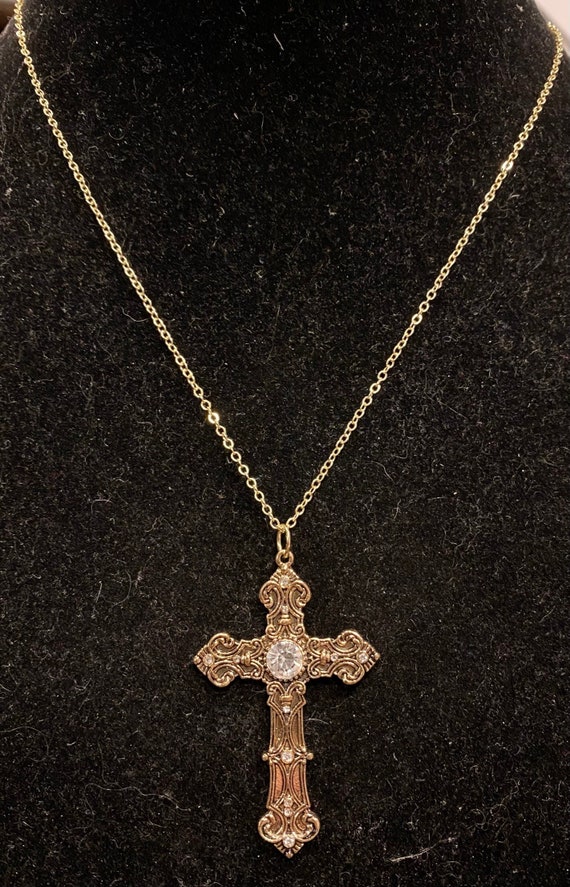 Large Silver Tone Statement Decorative Crystal Rhinestone Cross Pendan –  Rosemarie's Religious Gifts