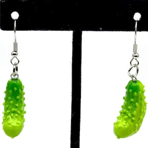 Silver, Pickle, Dangle, Earrings