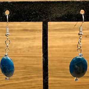 Blue, Apatite, Stone, Dangle, Handmade, Earrings