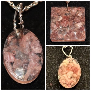 Strawberry, Quartz, Resin, Oval, Square, Pendant, Necklace
