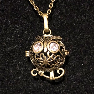 Owl, Oil Diffuser, Antique Bronze, Pendant, Necklace