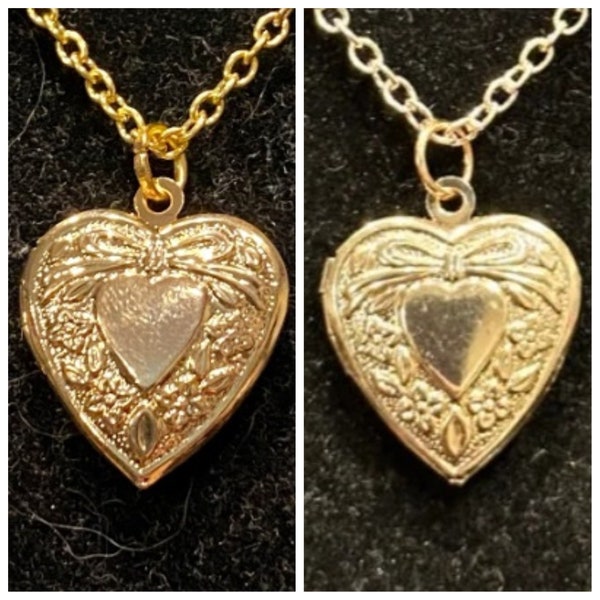 Gold, Rose Gold, Heart, Bow, Locket