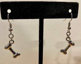 Silver, Bone, Dangle, Earrings