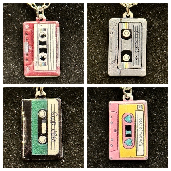 Cassette, Bande, Couleur, D'Argent, Pendentif, Collier