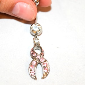 Pink Ribbon Belly Rings, Pink Ribbon Cancer Belly Button ring, Belly Button Ring Belly Button, Belly Ring, Navel Ring, Spring Shopping