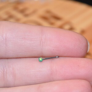 20G Green Opal Ball Nose Ring - Screw Nose Ring - 316L surgical Steel Nose Stud Rings, Nose Rings, Nose Jewelry, Spring Shopping