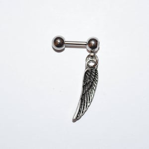 Pendentif aile d'ange en argent en acier chirurgical 316L Parure de bijoux Cartilage/Tragus, Boucle d'oreille, Boucles d'oreilles, Shopping de printemps