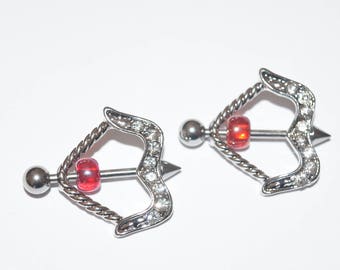 Beaded Silver Majestic Nipple Shield Pair, Nipple Piercing, Nipple Shields,  Nipple Jewelry, Nipple Rings, Spring Shopping 