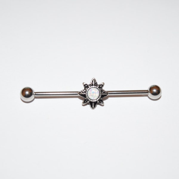 Opale Glitter centré tribal Sunburst 316L acier chirurgical Barbell industriel