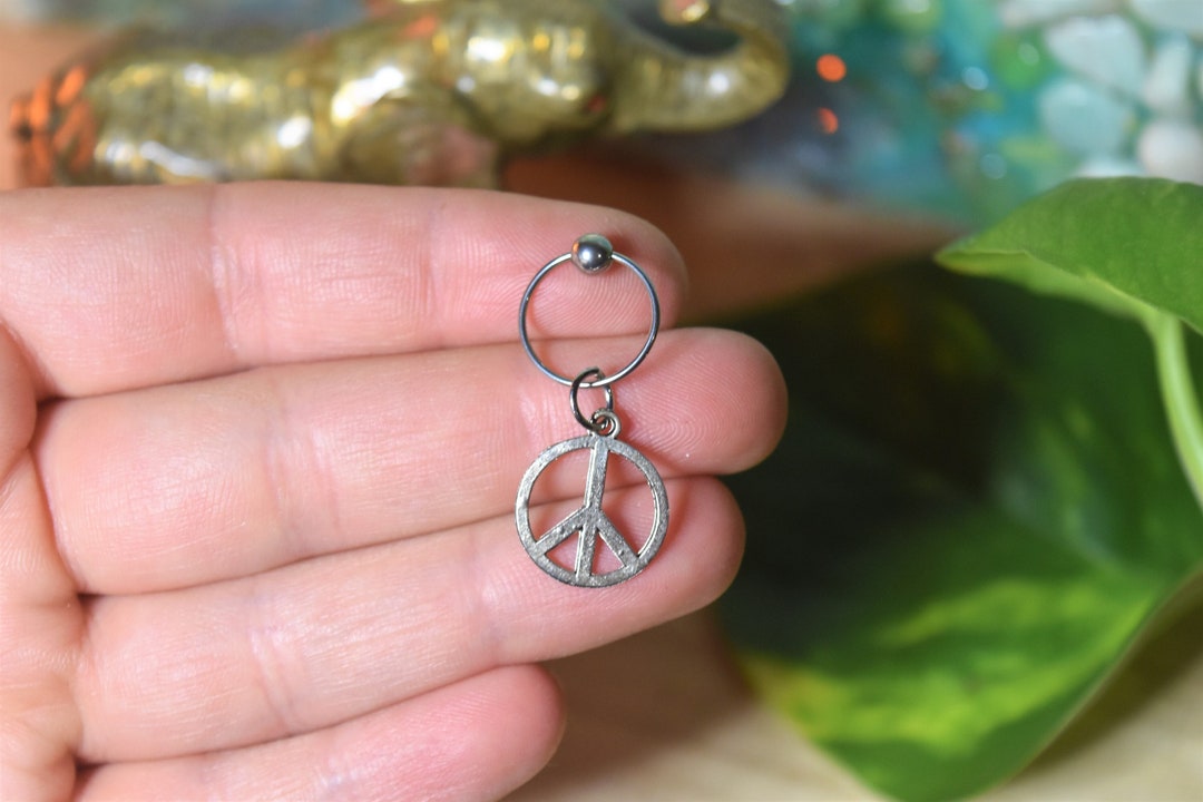 20G LARGE Peace Sign Cartilage Earring, Custom Earring, Peace Charm ...