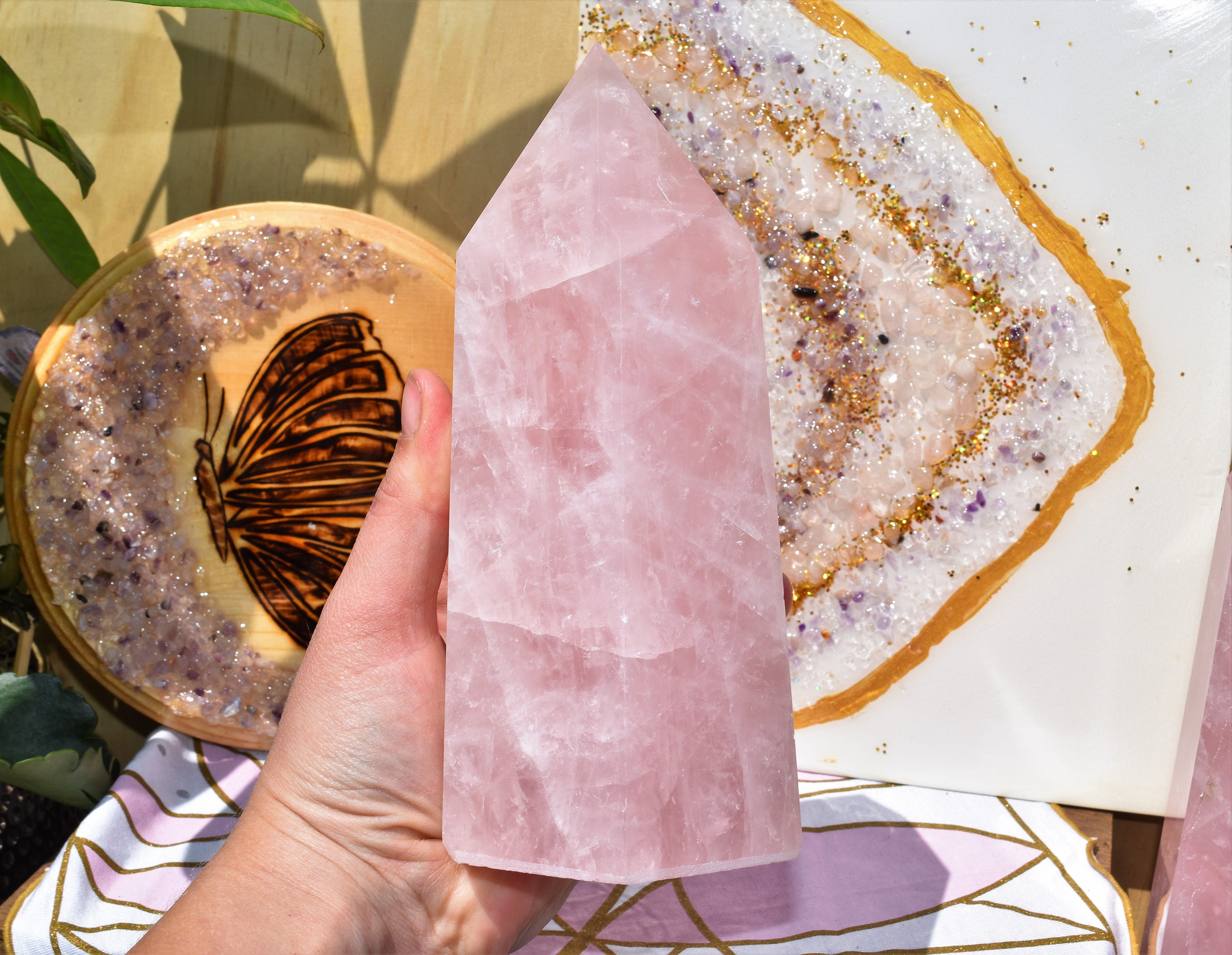 3.2lb Rose Quartz Crystal Tower - Large Rose Quartz Crystal - Love