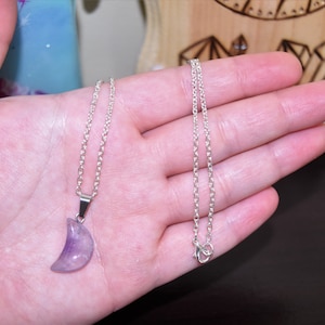 Smooth Amethyst Moon Necklace - Amethyst Crystals - Amethyst Necklace - Amethyst Crystals - Gem Necklaces, Spring Shopping